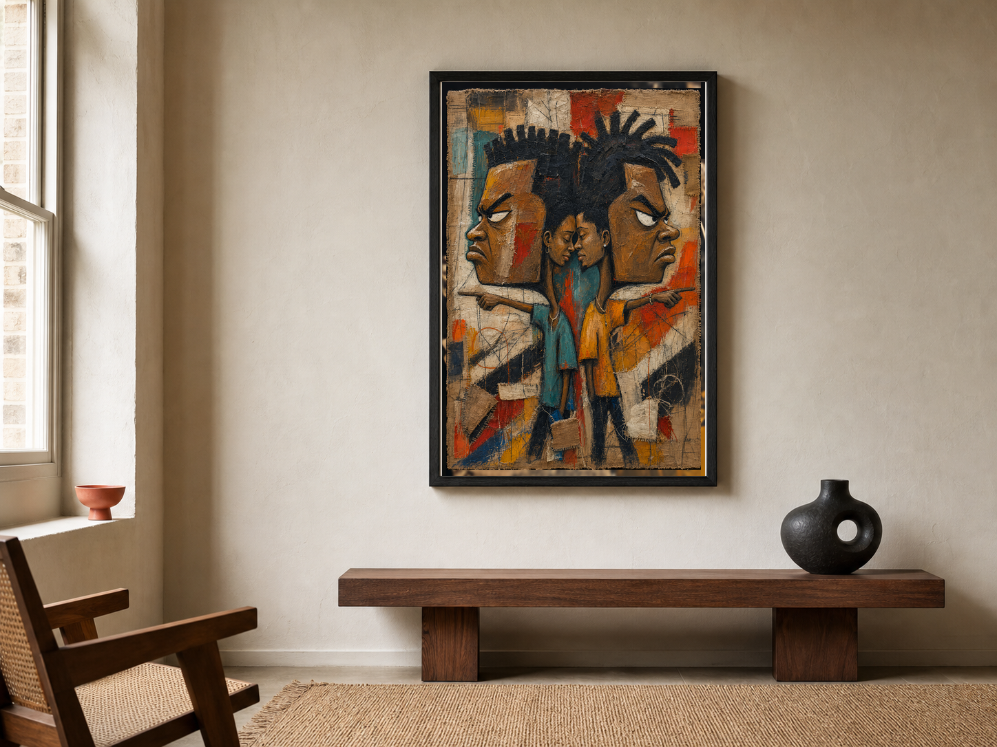 No Vex shown in a black frame on a warm minimalist wall