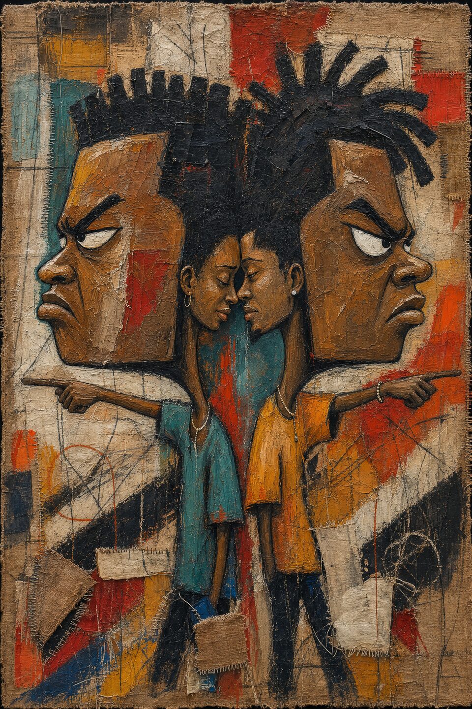 No Vex, two young Nigerian adults arguing publicly while their private faces lean closer